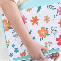 Dompet Akordion 5 Kantong Ukuran A4 Portabel untuk Kwitansi, Sekolah, Kantor, Motif Bunga, Penyelenggara Dokumen Penting, Folder File Ekspansi