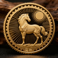Pièces commémoratives en métal 3D personnalisées avec l'année du cheval, pièces en argent et en or