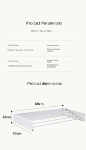 Eco-Friendly Modern Hidden Bathroom Towel Rack Multifunctional Folding <b>Clothes</b> Rack Bathroom Hardware Pendant Cross-Border Wall - Product Image 6