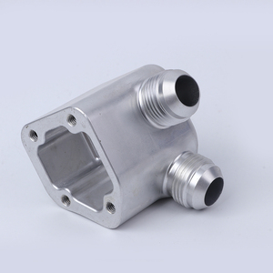 Collecteur de distribution de liquide de refroidissement/huile/carburant en aluminium 6061 et acier inoxydable AN6/AN8/AN10 à 3 ports, usiné CNC - Product Image 1