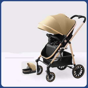 Poussette bébé pliable 3-en-1 légère avec cadre en aluminium, siège auto, position couchée, haute vue, portable, style Montessori - Product Image 3