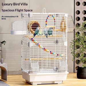 Gabbia di Lusso per Pappagalli Bianco Perla con Mangiatoia e Abbeveratoio Automatici, Grande Villa per Piccioni, Gabbia Ornamentale in Metallo - Product Image 2