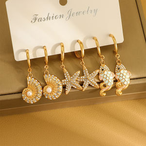 Set di gioielli con diamanti con borchie di stelle e stelle 18k stile spiaggia alla moda gioielli da donna in lega - Product Image 6