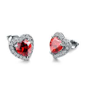 Orecchini a perno a forma di cuore E395 in lega blu con pavé, gioielli romantici da donna, idea regalo - Product Image 6