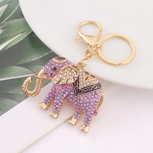 Porte-clés éléphant Rhinestone Charm voiture en métal Noël - Product Image 6