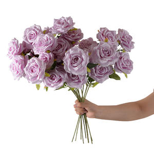 EG-AF100 Decoración para Salón de Ceremonias de Jardín, Flores de Tela de Seda Morado Claro, Flores Artificiales Moradas Estilo Monet para Bodas - Product Image 5