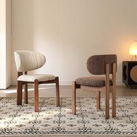 Chaise de salle à manger en bois massif, siège rembourré en tissu couleur noyer, cadre en bois personnalisé sans accoudoirs pour villa, maison, hôtel, restaurant