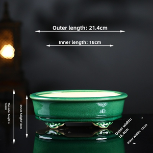 Commercio all'ingrosso Yixing vasi decorativi per piante colorato ovale lucido vetro Bonsai vaso per giardino <span class=keywords><strong>esterno</strong></span> elementi essenziali vasi di fiori <span class=keywords><strong>fioriere</strong></span> - Product Image 3