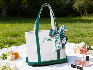 Borsa Personalizzata Ricamata per Damigelle, Regalo di Nozze, Borsa da Spiaggia in Tela Stile Classico per Donne - Product Image 4