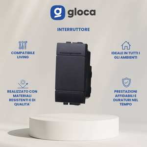 Interruptores de Pared Gloca de 1 Vía, 16A 250V, Paquete de 4, Plástico, Fácil Instalación, IP20 - Product Image 2