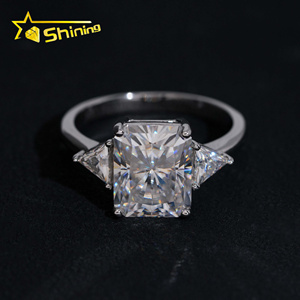Sang trọng thả vận chuyển phụ nữ phong cách trang sức thanh lịch 4CT rạng rỡ + tam giác vvs moissanite kim cương 925 sterling Silver Nhẫn đính hôn - Product Image 5
