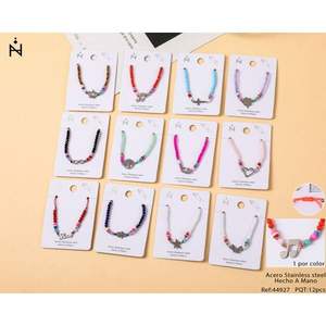 Bracelet à breloques en acier inoxydable avec perles, 12 pièces, couleurs assorties, bracelets à breloques tendance, bijoux unisexes, cadeau - Product Image 1