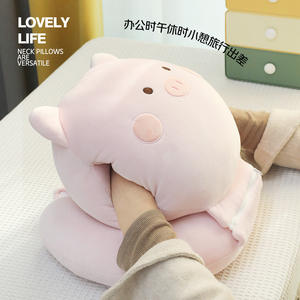 หมอนรูปตัวยูรูปกบสีเขียว หมอนหนุนแบบพกพาสำหรับนักเรียนออฟฟิศ รองรับการนอนหลับ รองรับคอ พร้อมกระเป๋าซิป - Product Image 3