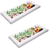 Bac à glace gonflable pour fête au bord de la piscine, plateau à fruits blanc, seau à boissons carré, bac à glace en PVC, 132x60cm