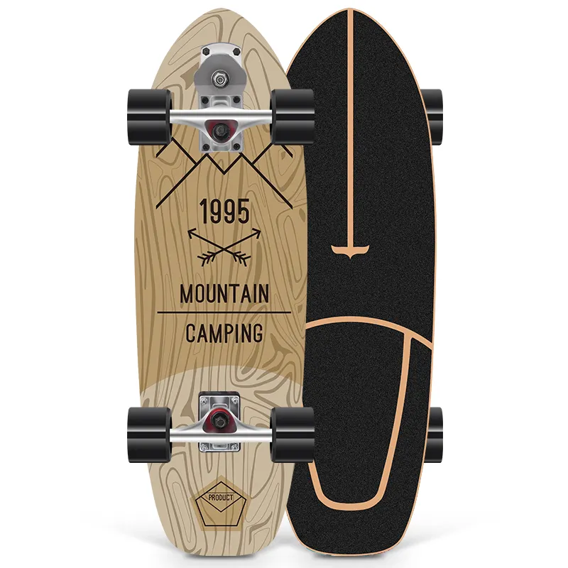 30 zoll neues design pro maple benutzerdefiniertes surf-skateboard oem farbiger furnier blanko surf-skateboard