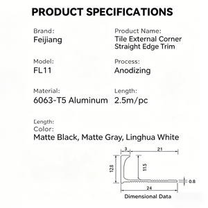 Profilo in lega di alluminio ultra-sottile per la finitura degli angoli di piastrelle e vernice al lattice - Product Image 3