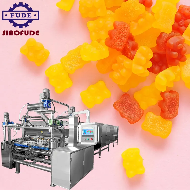 Industria de confitería Línea de producción de dulces de goma de oso servocontrolada Línea de producción de dulces blandos de goma