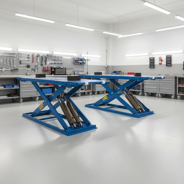 AUTEC Ultra-Thin Four Cylinder Hydraulic Scissor Car Lift 4000kg On-Ground No-Trench CE Certified Electric Drive 2100mm Max Lift