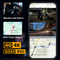 Cámara para Auto Universal 4G con GPS, 4K+1K, WIFI, DVR, Pantalla Táctil, ADAS, BSD, Grabación 24 Horas, Metálica