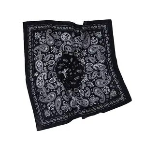 Wholesale custom printing polyester cotton bandana 22*22 inch silk touching square bandit bandanas