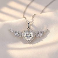 Collier en moissanite 1,25 ct couleur D VVS, argent sterling S925 plaqué or blanc 18 carats, pendentif ailes d'ange certifié GRA pour femmes