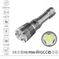 Lampe torche LED rechargeable par USB super lumineuse 6000LM, tactique, étanche IP68, en alliage d'aluminium, pour le camping, la randonnée, les situations d'urgence 6
