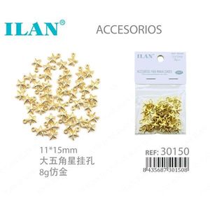 Componenti in Metallo a Forma di Stella 11x15mm Placcati Oro per Creazione di Gioielli - Product Image 1