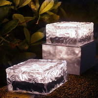 Brique de glace solaire en verre givré étanche, lumière de jardin extérieur, lumière de sol LED, lumière de pavé pour chemin jardin IP 65