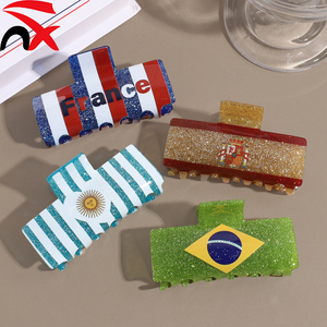 Pince à cheveux créative à thème football, motif drapeau national, en plastique, type requin, accessoire pour femmes <span class=keywords><strong>et</strong></span> filles, vente chaude - Product Image 2