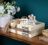 4 livres décoratifs en bois style ferme pour la décoration intérieure, Home Sweet