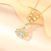 Kalung Fashion Perhiasan Liontin Berlian Bergelombang Rantai Kalung Baja Tahan Karat