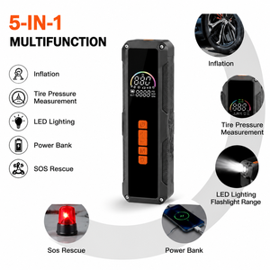 Portable Tire Inflator Air Compressor Digital <b>Car</b> Pump 150PSI with LED Light Pressure Gauge Power Bank SOS Rescue Tool OEM ODM - Product Image 2