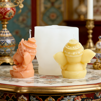 Moules à gâteau en silicone Ganesha mignons, sculpture 3D du dieu éléphant méditant, moule pour artisanat en résine, bougies parfumées DIY, décoration de yoga pour la maison