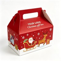 Boîtes à bonbons de Noël très vendues, boîtes cadeaux en papier pour friandises de Noël avec poignée en ruban, emballage alimentaire pour poulet frit de festival