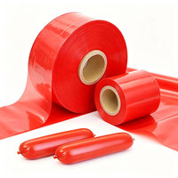 Film en rouleau de cellulose pour saucisses, couleur rouge, qualité alimentaire, imprimé sur mesure, en nylon plastique résistant à la chaleur