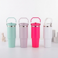 Vendita Diretta dalla Fabbrica: Tumbler Isolato Sottovuoto in Acciaio Inox da 30oz, Doppia Parete, Senza BPA, Antigoccia, con Cannuccia Ribaltabile