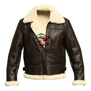 B3 Aviator Schapenvacht Bomber Shearling Winter Warm Vullen Bont Vlucht R.a.f Vintage Piloot Leren Jas