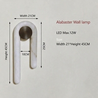 Lampe murale LED longue en albâtre espagnol en forme de U, style italien, pour villa de luxe, hôtel, chambre modèle, salon, chambre à coucher, bureau