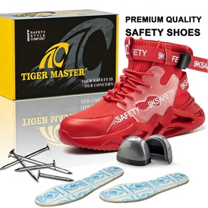 Zapatillas <span class=keywords><strong>de</strong></span> Seguridad Rojas Antideslizantes con Suela <span class=keywords><strong>de</strong></span> EVA Suave, Parte Superior <span class=keywords><strong>de</strong></span> Tela Elástica, Protección <span class=keywords><strong>de</strong></span> Punta <span class=keywords><strong>de</strong></span> Acero Antipinchazos para Mujer - Product Image 2