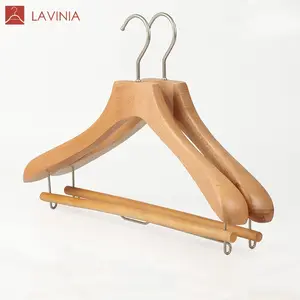 拉维尼亚高档实木套装衣架无标记防滑衣架带杆豪华木制套装衣架