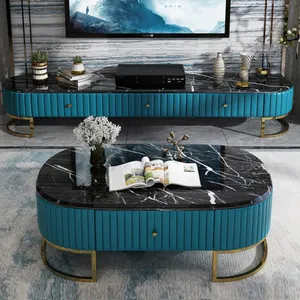 Wholesale simple home villa apartment living room furniture tv console modern luxury tv stand cabinets marble unit tv bench