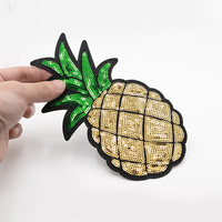 Broderie de fruits en sequins style dessin animé, Patchs en tissu ananas, Accessoires vestimentaires brodés par ordinateur, Broderie de cerises en perles.