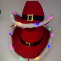 Chapeau de cowboy LED lumineux pour adultes, avec fourrure et lumières colorées, idéal pour Noël, les fêtes, les clubs, le Nouvel An et les vacances - Vente en gros