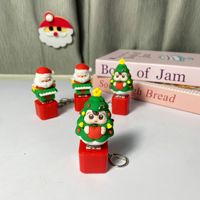 Porte-clés rechargeable personnalisé avec son d'anime, clavier, sapin de Noël, dessin animé mignon, en plastique, avec bouton de clavier anti-stress
