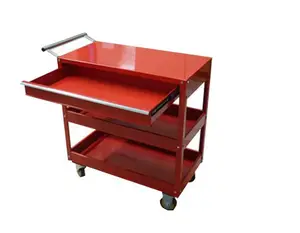 2 Trays Mini Metal Rolling Garage Tool Trolley Cart with 4 Wheels/Drawer/Plastic Handle OEM/ODM