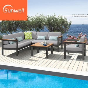 Meubles en bois massif pour balcon <span class=keywords><strong>d</strong></span>'<span class=keywords><strong>occasion</strong></span> simples Ensemble <span class=keywords><strong>de</strong></span> canapés sectionnels en bois <span class=keywords><strong>de</strong></span> teck Canapés <span class=keywords><strong>de</strong></span> <span class=keywords><strong>jardin</strong></span> en forme <span class=keywords><strong>de</strong></span> L pour l'extérieur - Product Image 1