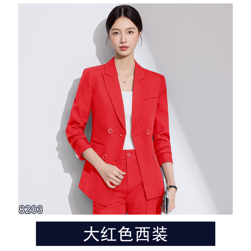 bright red suit