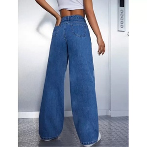 Pantalon en jean droit taille haute imprimé pour femme, style décontracté, avec boutons et fermetures éclair décoratifs, idéal pour l'été – Nouvelle collection en promotion - Product Image 4