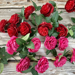 Guirlande de fleurs de pivoine artificielles Meiliyang 120cm, fleurs en soie à suspendre au mur pour la décoration intérieure et les accessoires de photographie - Product Image 3