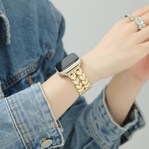 Dames de luxe pour l'<span class=keywords><strong>amour</strong></span> coeur personnalisé femmes Bracelet en acier inoxydable boucle OEM Bracelet en métal respirant pour pour Apple série 8 - Product Image 2